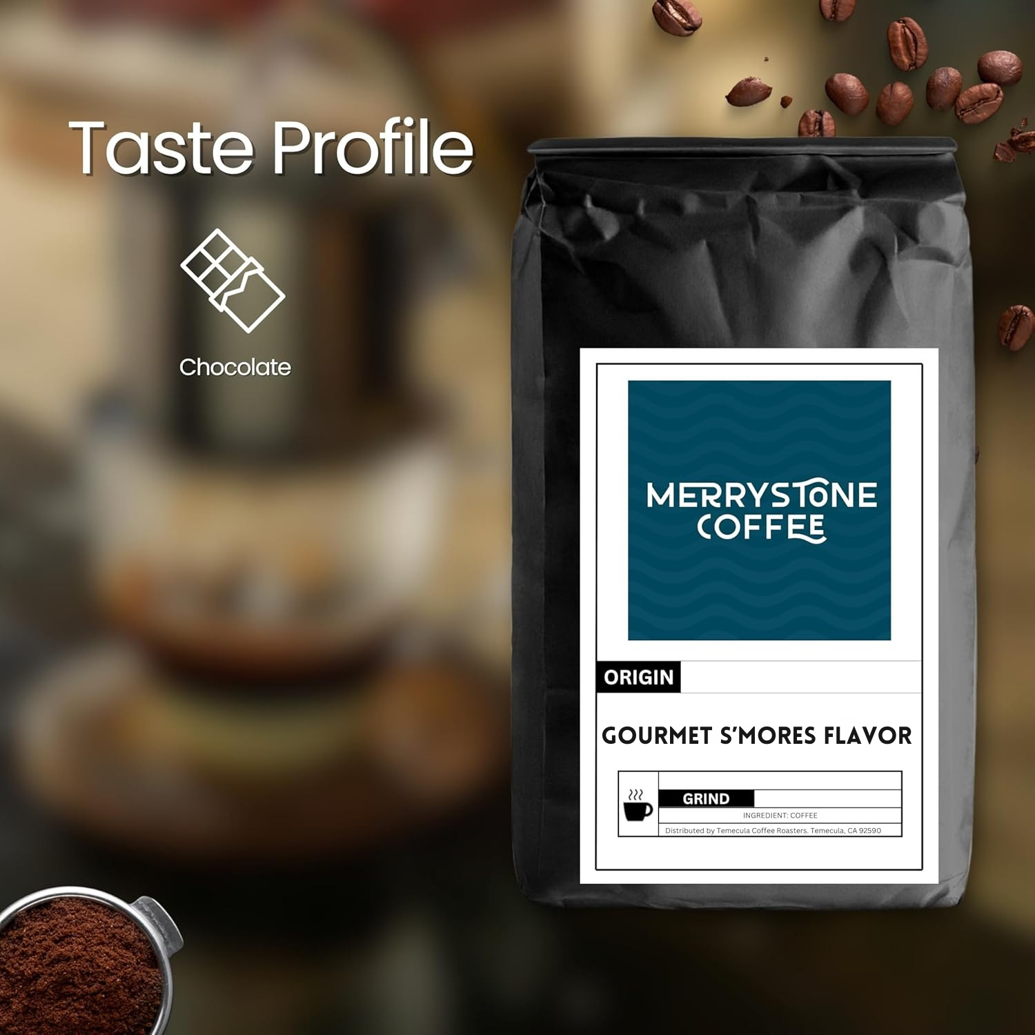 Gourmet S'mores Flavored Coffee - Marshmallow, Chocolate & Graham Cracker - Merrystone Coffee - Merrystone Coffee