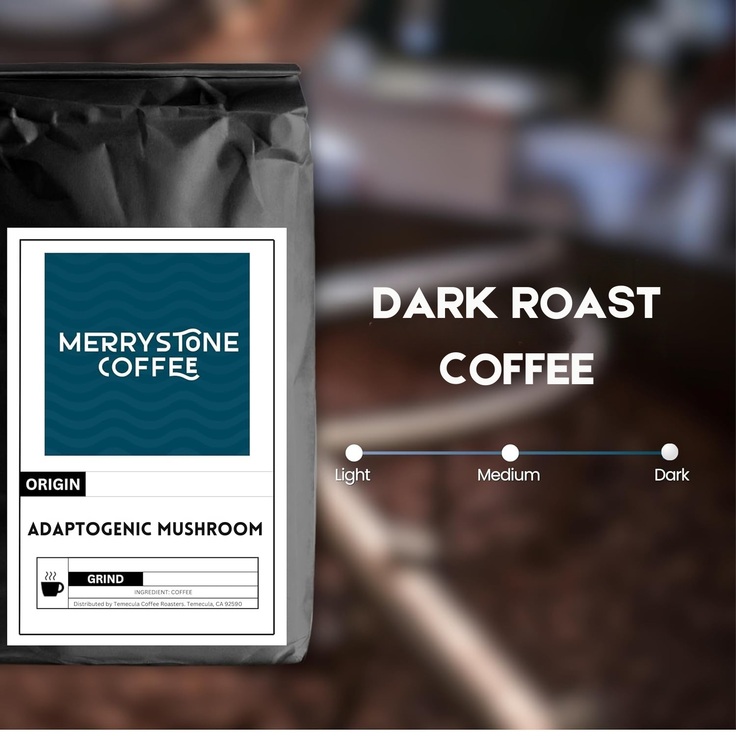Adaptogenic Mushroom Coffee Blend - Bold Dark Roast - Merrystone Coffee - Merrystone Coffee