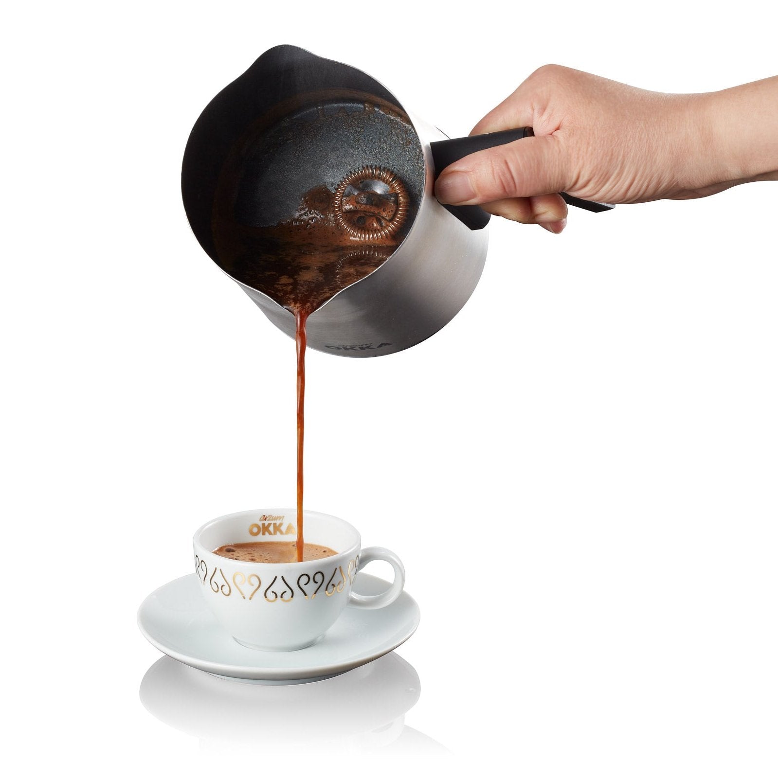 Arzum Okka Rich Automatic Turkish Coffee and Hot Beverage Maker, Velvetiser, 120V, Black/Chrome - Merrystone Coffee