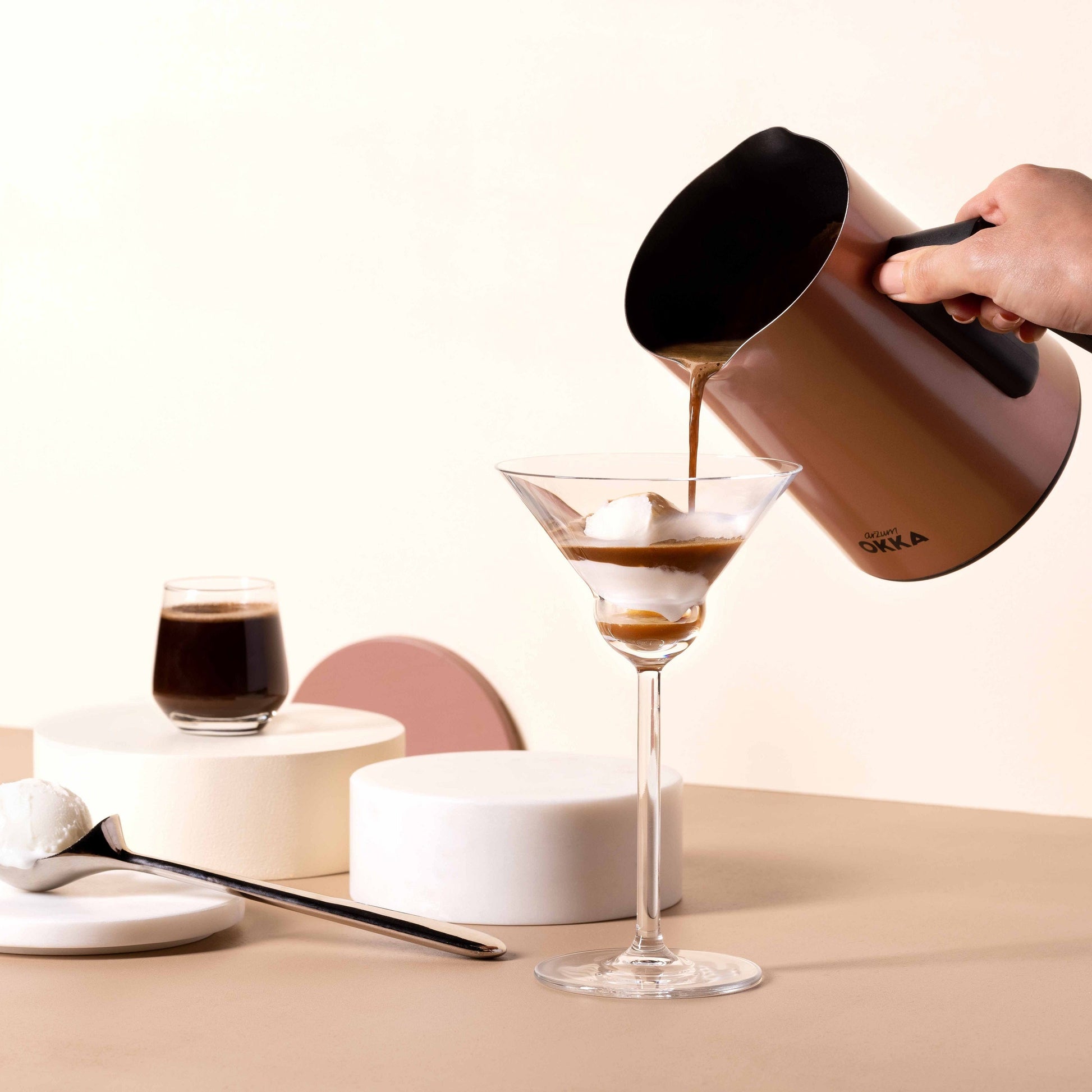 Arzum Okka Rich Automatic Turkish Coffee and Hot Beverage Maker, Velvetiser, 120V, Black/Copper - Merrystone Coffee